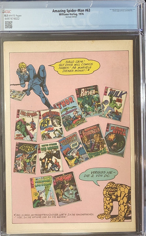 Amazing Spider-Man #63 German Edition (Williams-Verlag, 1976)
