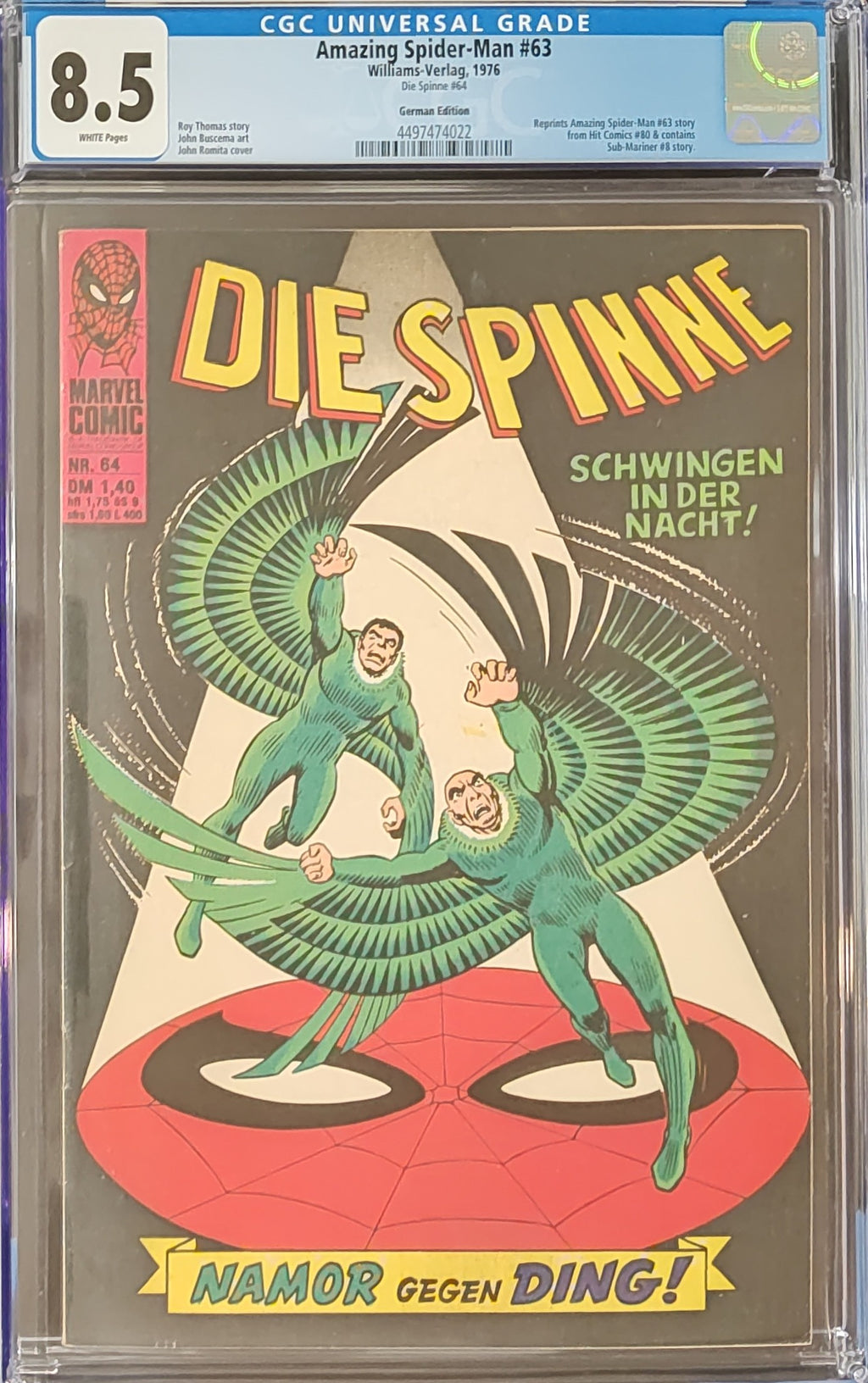 Amazing Spider-Man #63 German Edition. (Williams-Verlag, 1976)